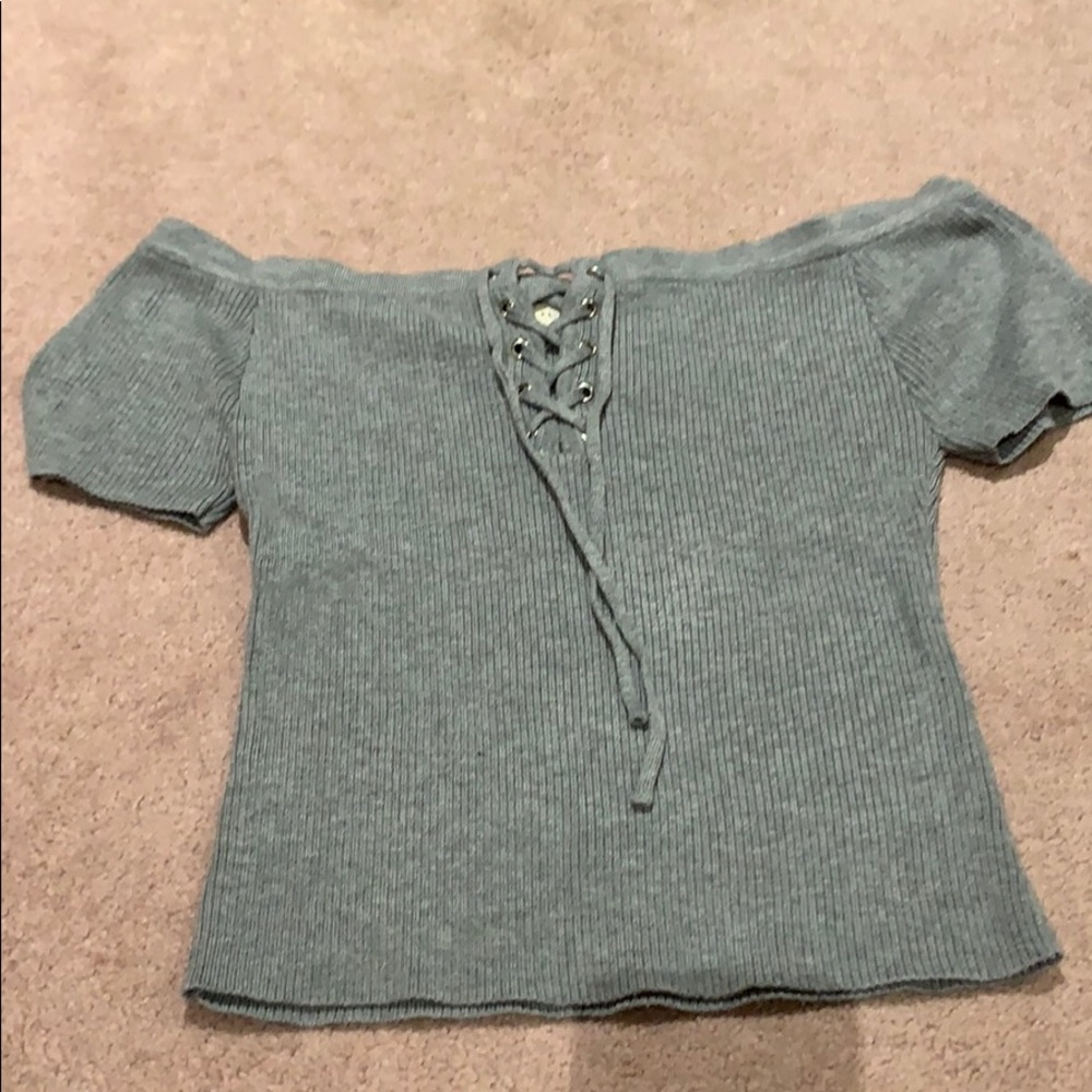 Grey off the shoulder top